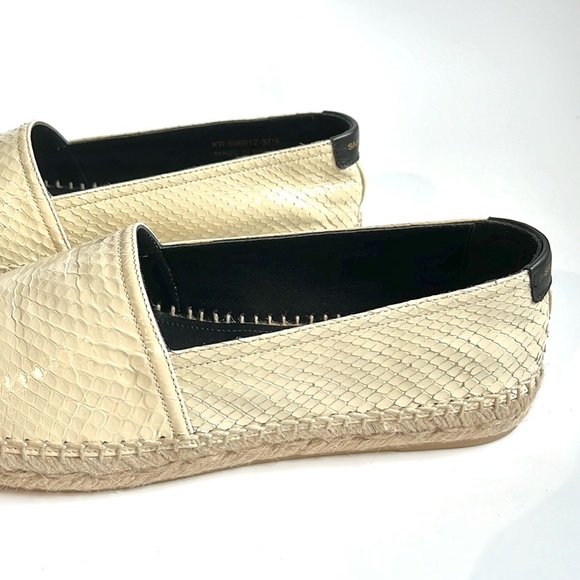 Saint Laurent Cream Lacquered Ayers Espadrilles - Picture 7 of 11